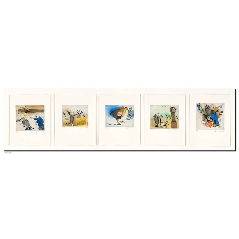 Original Bild "MAPPENKOLLEKTION: Bremer Stadtmusikanten" von Janosch - Kunst mit Zertifikat kaufen
