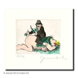 Original Bild "Mein Mann ist der Geiger" von Janosch - Kunst mit Zertifikat kaufen