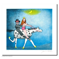 Original Bild "Nächtlicher Hochzeitsritt" von Janosch - Kunst mit Zertifikat kaufen