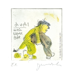 Original Bild "Oh Weh mein lieber Bär" von Janosch - Kunst mit Zertifikat kaufen