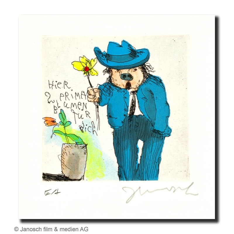 Original Bild "Prima Blumen für Dich" von Janosch - Kunst mit Zertifikat kaufen