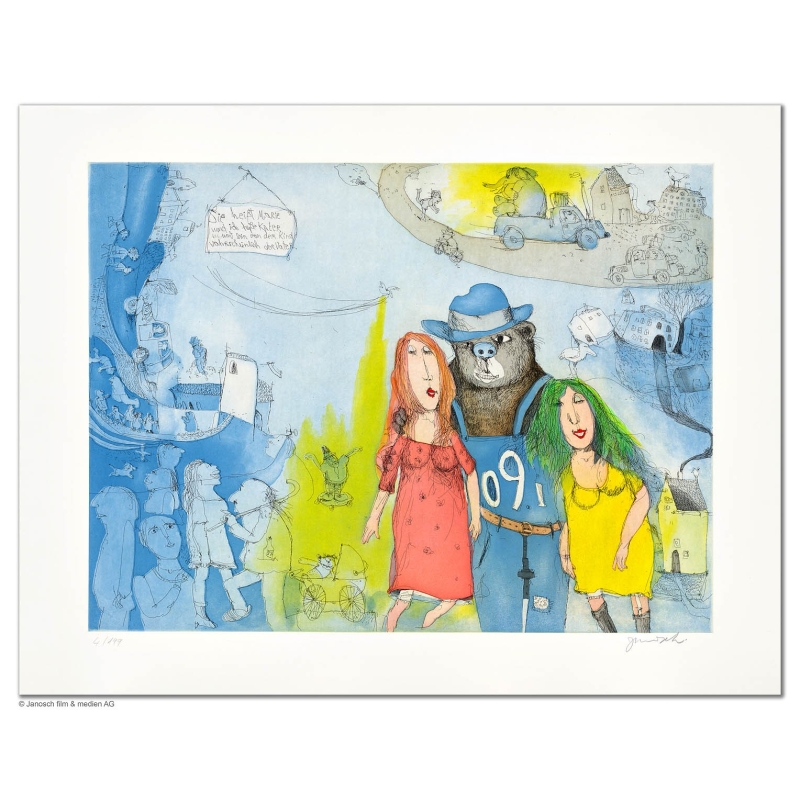 Original Bild "Sie heisst Marie und ich heisse Kater" von Janosch - Kunst mit Zertifikat kaufen