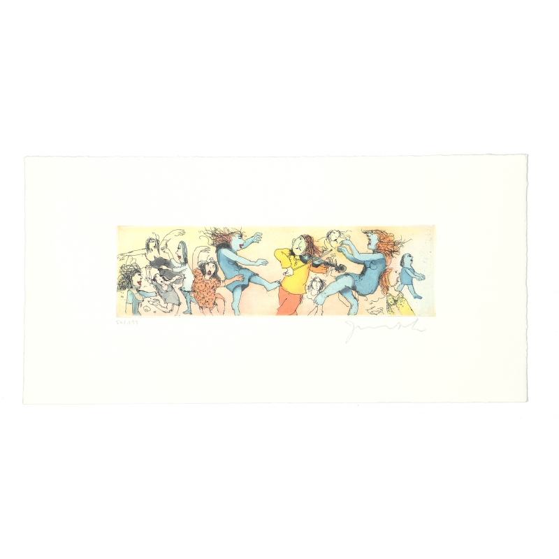Original Bild "Spielt Waloszek auf der Geige" von Janosch - Kunst mit Zertifikat kaufen