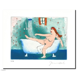Original Bild "Susanne steigt allein ins Bad" von Janosch - Kunst mit Zertifikat kaufen