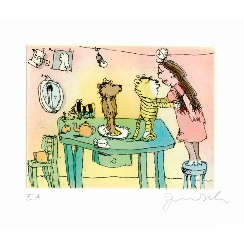 Original Bild "Und dann küsste mich der Tiger" von Janosch - Kunst mit Zertifikat kaufen