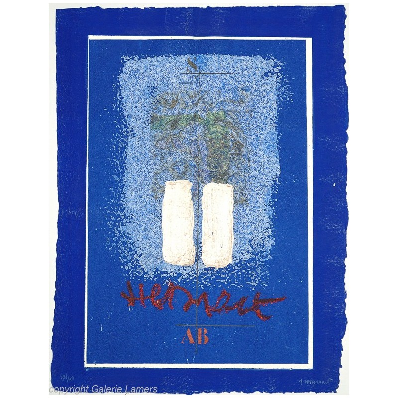 Original Kunst von James Coignard "Deux blanc sur bleu WV1038" kaufen Sie Bilder des weltbekannten