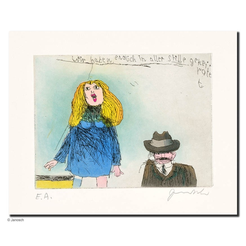 Original Bild "wir haben endlich in aller Stille geheiratet" von Janosch - Kunst mit Zertifikat kaufen