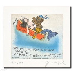 Original Bild "wir liebten uns auf ganz hoher See" von Janosch - Kunst mit Zertifikat kaufen