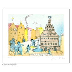 Original Bild "Wir sind hier in Esslingen" von Janosch - Kunst mit Zertifikat kaufen