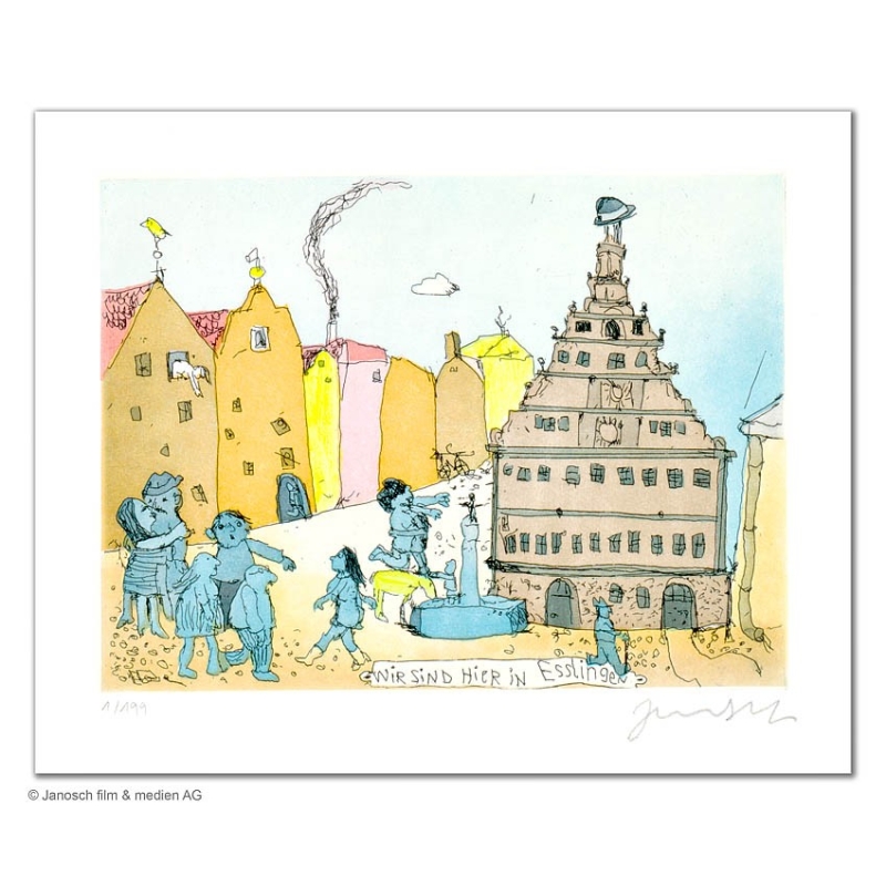 Original Bild "Wir sind hier in Esslingen" von Janosch - Kunst mit Zertifikat kaufen
