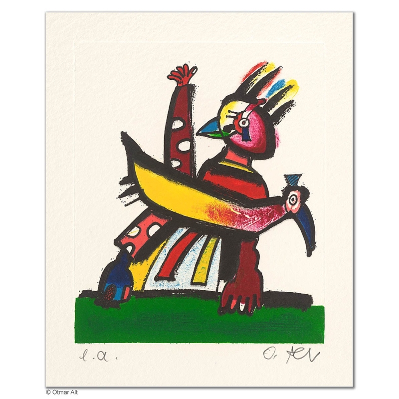 Original Bild "BRÜTENDE VÖGEL" von Otmar Alt - Kunst mit Zertifikat kaufen