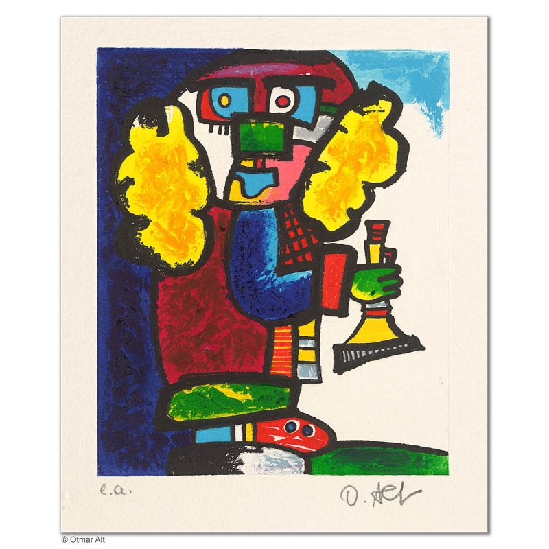 Original Bild "ZIRKUS ZIRKUS  - STARTROMPETER" von Otmar Alt - Kunst mit Zertifikat kaufen