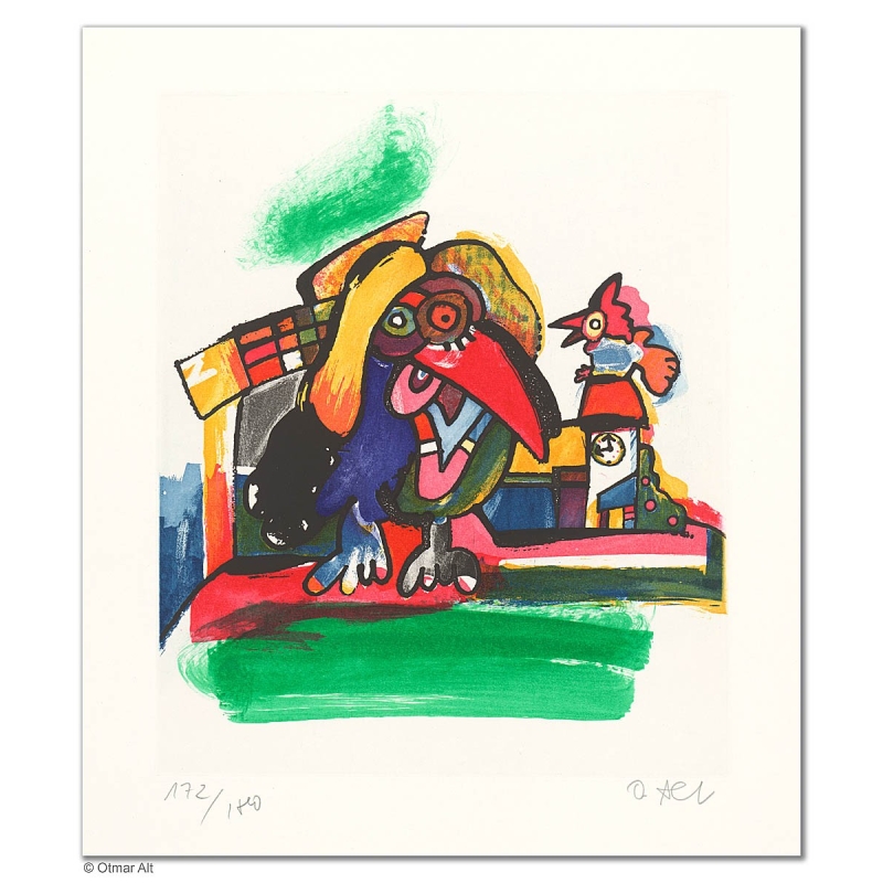 Original Bild "DIE FREUNDIN DES WETTERHAHNS" von Otmar Alt - Kunst mit Zertifikat kaufen