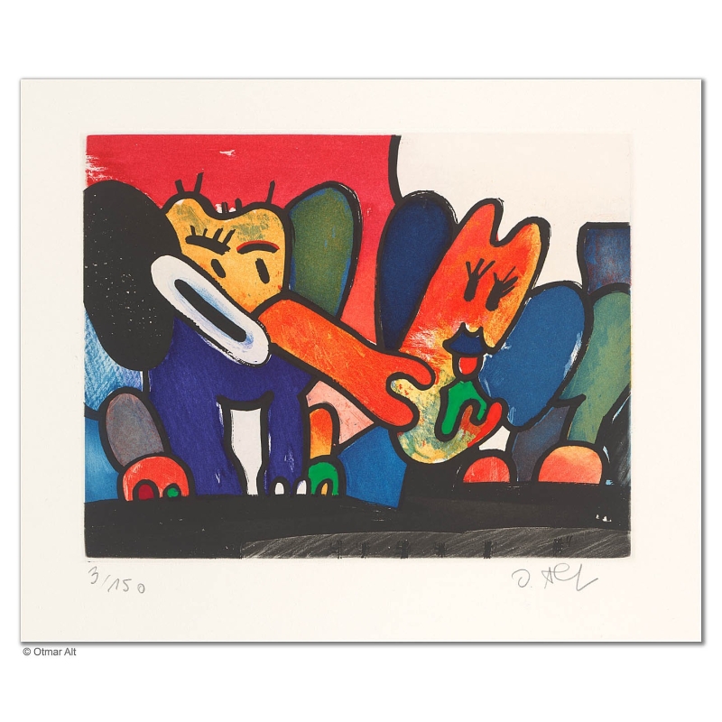 Original Bild "ELEFANTENLIEBE" von Otmar Alt - Kunst mit Zertifikat kaufen