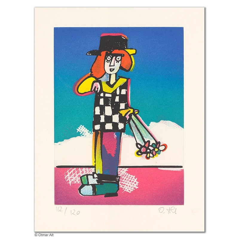 Original Bild "PAUL MIT BLUME" von Otmar Alt - Kunst mit Zertifikat kaufen