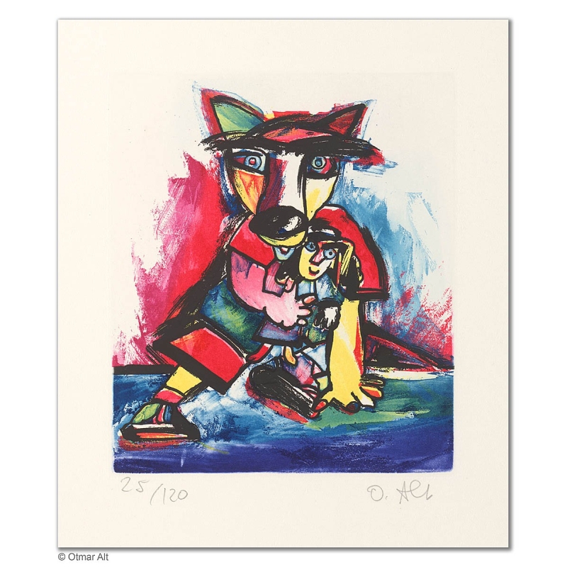 Original Bild "HANDPUPPENSPIELER" von Otmar Alt - Kunst mit Zertifikat kaufen