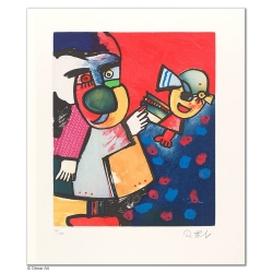 Original Bild "HERMES MIT NACHWUCHS" von Otmar Alt - Kunst mit Zertifikat kaufen