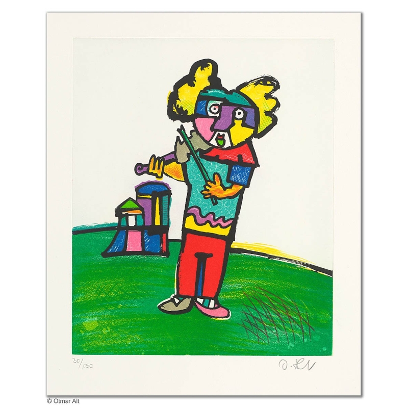 Original Bild "MUSIKANTEN: DER GEIGER" von Otmar Alt - Kunst mit Zertifikat kaufen