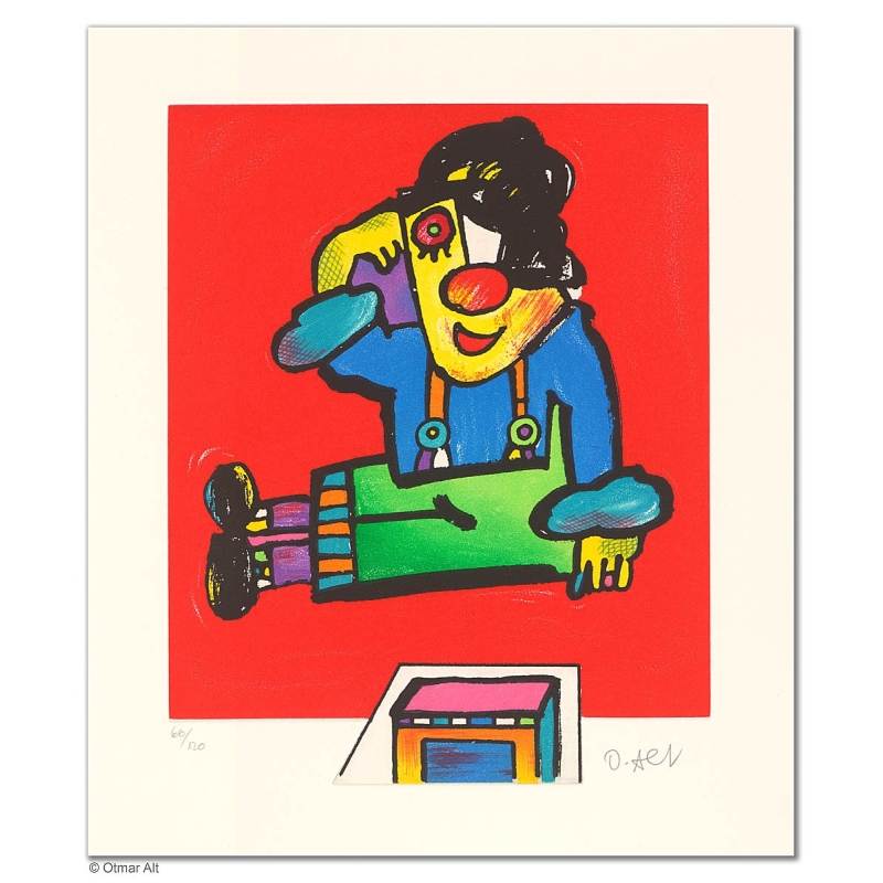 Original Bild "SCHWEBT ER?" von Otmar Alt - Kunst mit Zertifikat kaufen