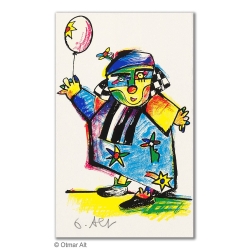 Original Bild "AUGUST DER CLOWN" von Otmar Alt - Kunst mit Zertifikat kaufen