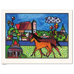 Original Bild "PFERDEGLÜCK" von Otmar Alt - Kunst mit Zertifikat kaufen