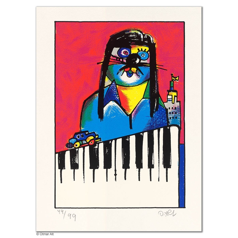 Original Bild "TASTENHÜPFER" von Otmar Alt - Kunst mit Zertifikat kaufen