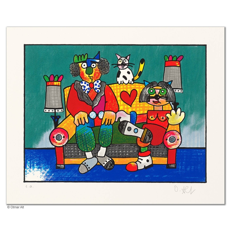 Original Bild "WILLKOMMEN ZUHAUSE - GRÜN" von Otmar Alt - Kunst mit Zertifikat kaufen