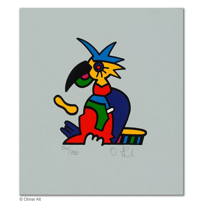 Original Bild "ZOOTIERE PAPAGEI" von Otmar Alt - Kunst mit Zertifikat kaufen