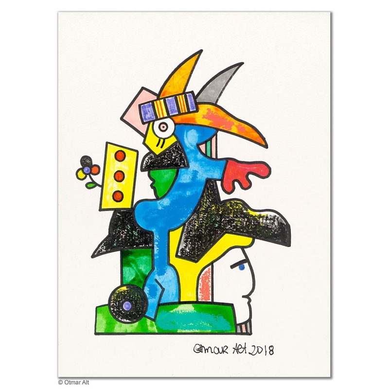 Original Bild "Das Haustier" von Otmar Alt - Kunst mit Zertifikat kaufen