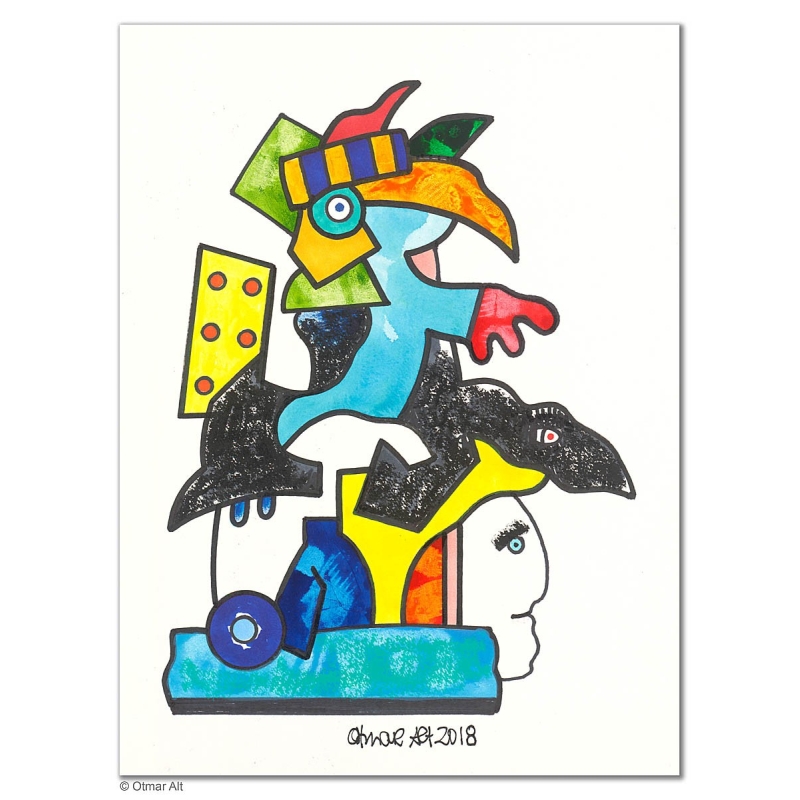 Original Bild "DAS NEUE HAUSTIER" von Otmar Alt - Kunst mit Zertifikat kaufen