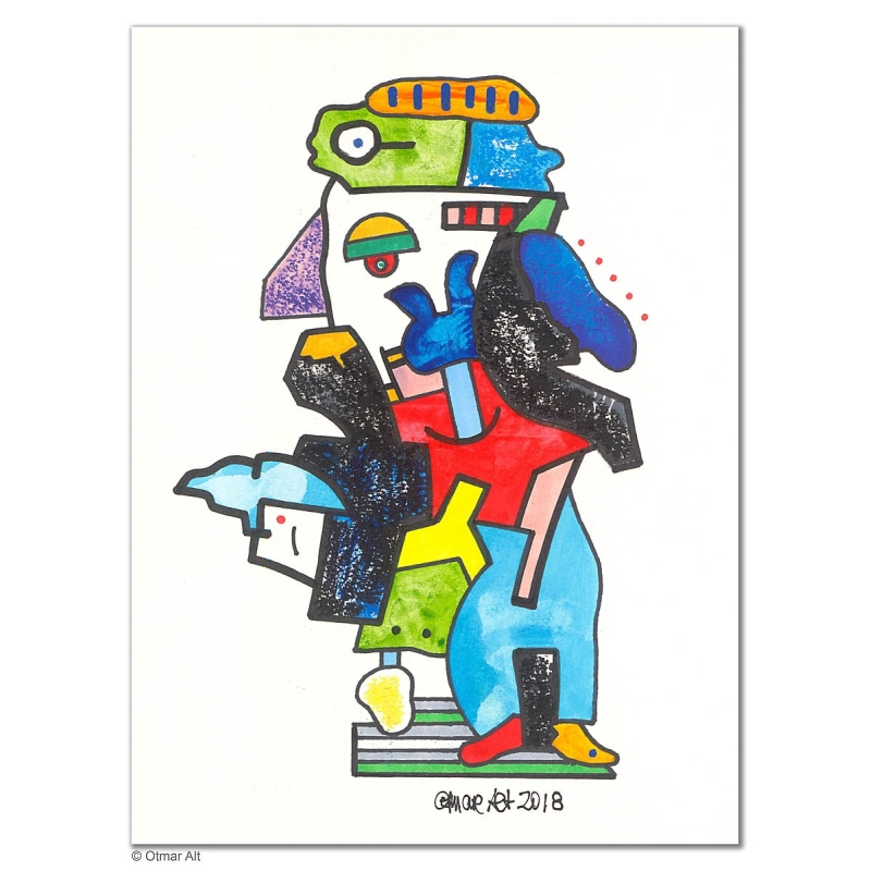 Original Bild "DER FISCHER OHNE BOOT" von Otmar Alt - Kunst mit Zertifikat kaufen