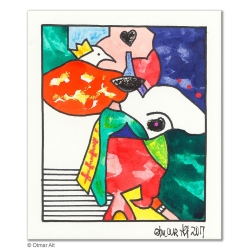 Original Bild "Vogelkönig im Mohn" von Otmar Alt - Kunst mit Zertifikat kaufen