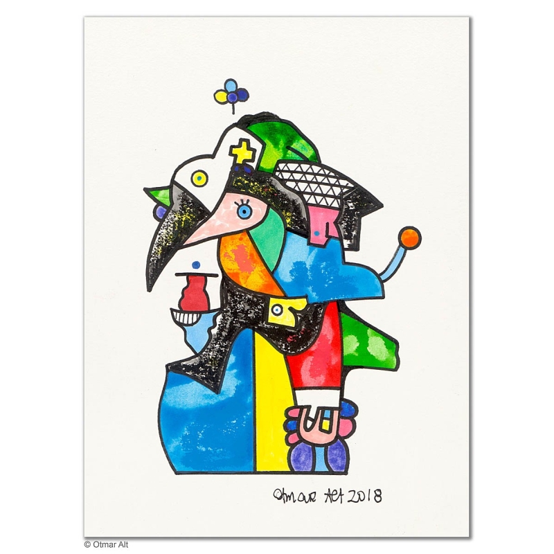 Original Bild "Vogelliebe" von Otmar Alt - Kunst mit Zertifikat kaufen