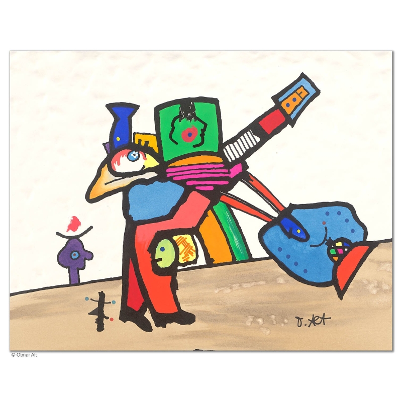 Original Bild "DER ANGLER" von Otmar Alt - Kunst mit Zertifikat kaufen