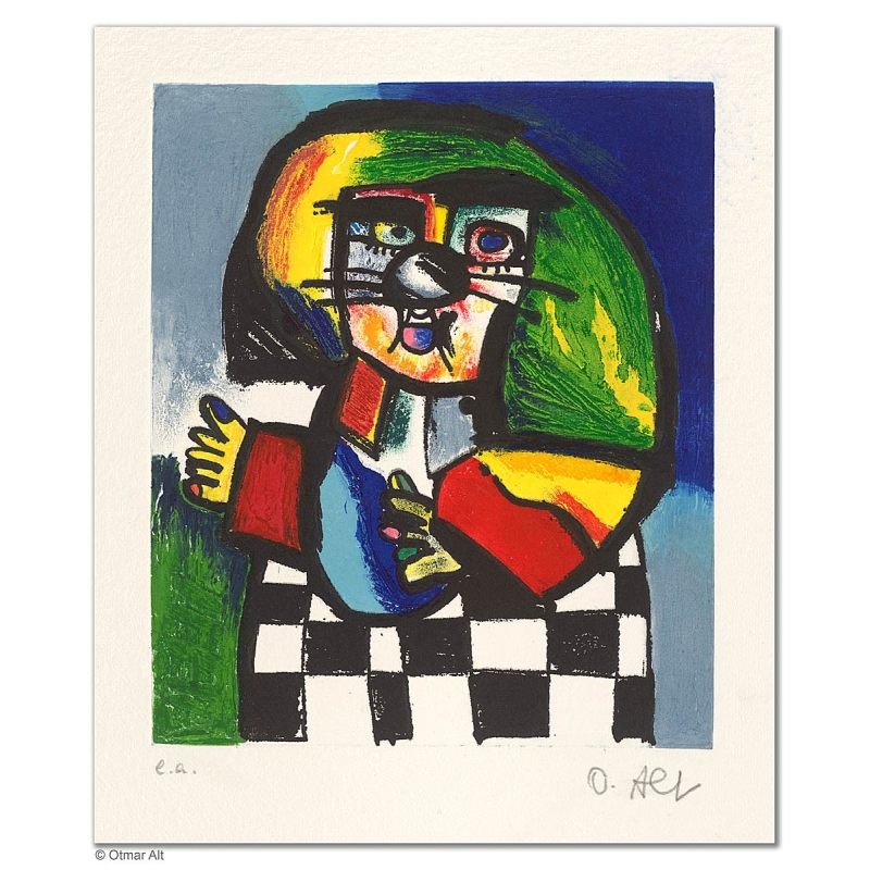 Original Bild "SCHACHKÖNIGIN" von Otmar Alt - Kunst mit Zertifikat kaufen