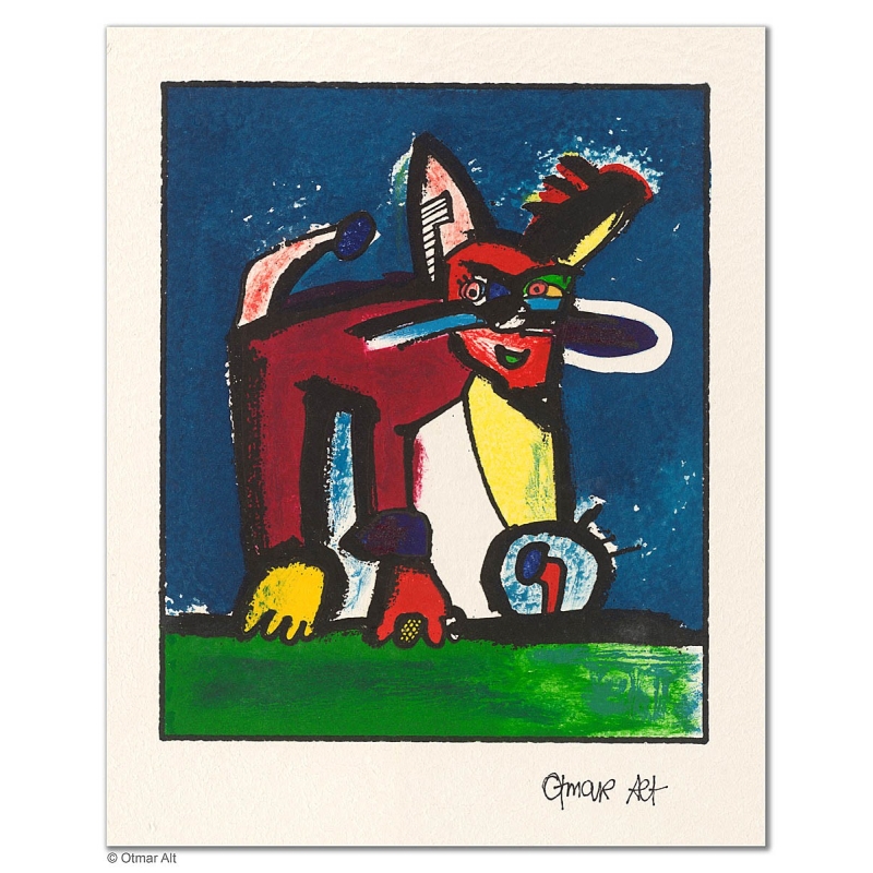 Original Bild "WILDKATZE (VARIATIONEN)" von Otmar Alt - Kunst mit Zertifikat kaufen