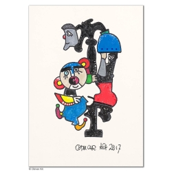 Original Bild "Akrobat Angsthase" von Otmar Alt - Kunst mit Zertifikat kaufen