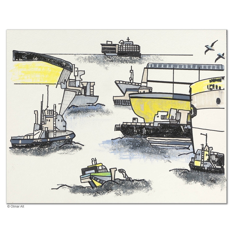 Original Bild "Bremerhaven 9" von Otmar Alt - Kunst mit Zertifikat kaufen