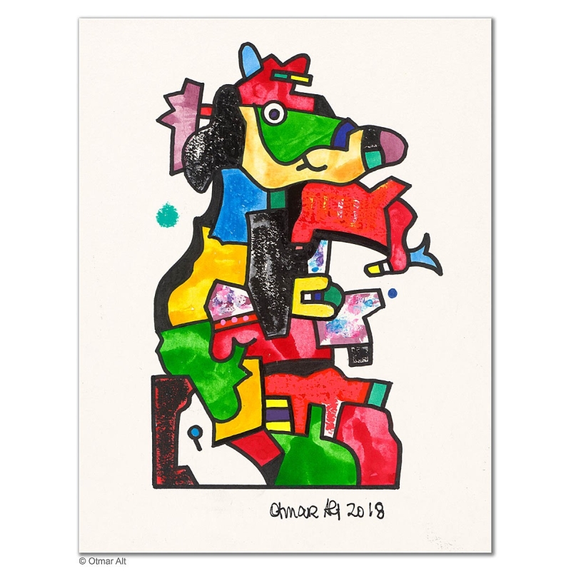 Original Bild "Der Hund des Malers" von Otmar Alt - Kunst mit Zertifikat kaufen