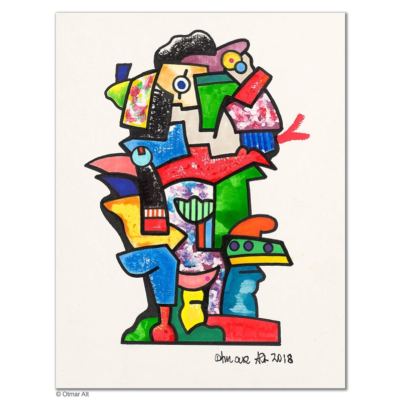 Original Bild "Endlich Ferien" von Otmar Alt - Kunst mit Zertifikat kaufen