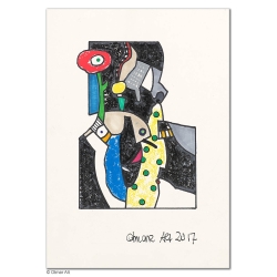 Original Bild "Eulenvogel" von Otmar Alt - Kunst mit Zertifikat kaufen