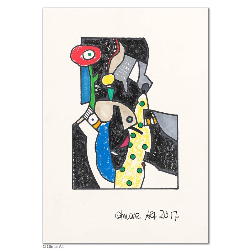 Original Bild "Eulenvogel" von Otmar Alt - Kunst mit Zertifikat kaufen