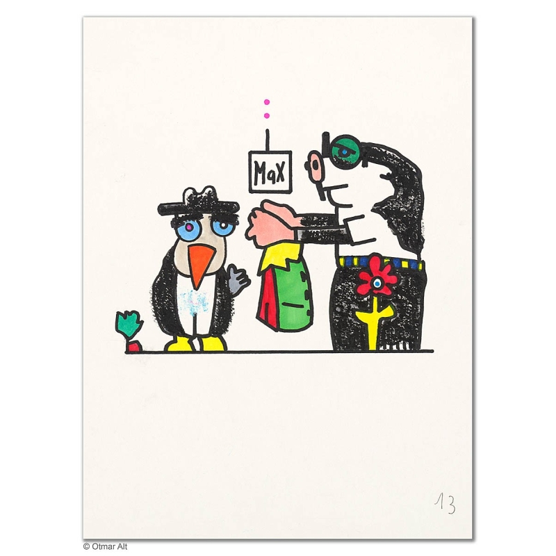 Original Bild "Pinguin 13" von Otmar Alt - Kunst mit Zertifikat kaufen
