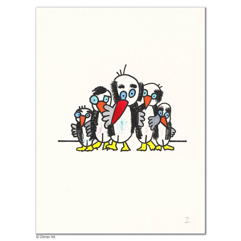 Original Bild "Pinguin 2" von Otmar Alt - Kunst mit Zertifikat kaufen