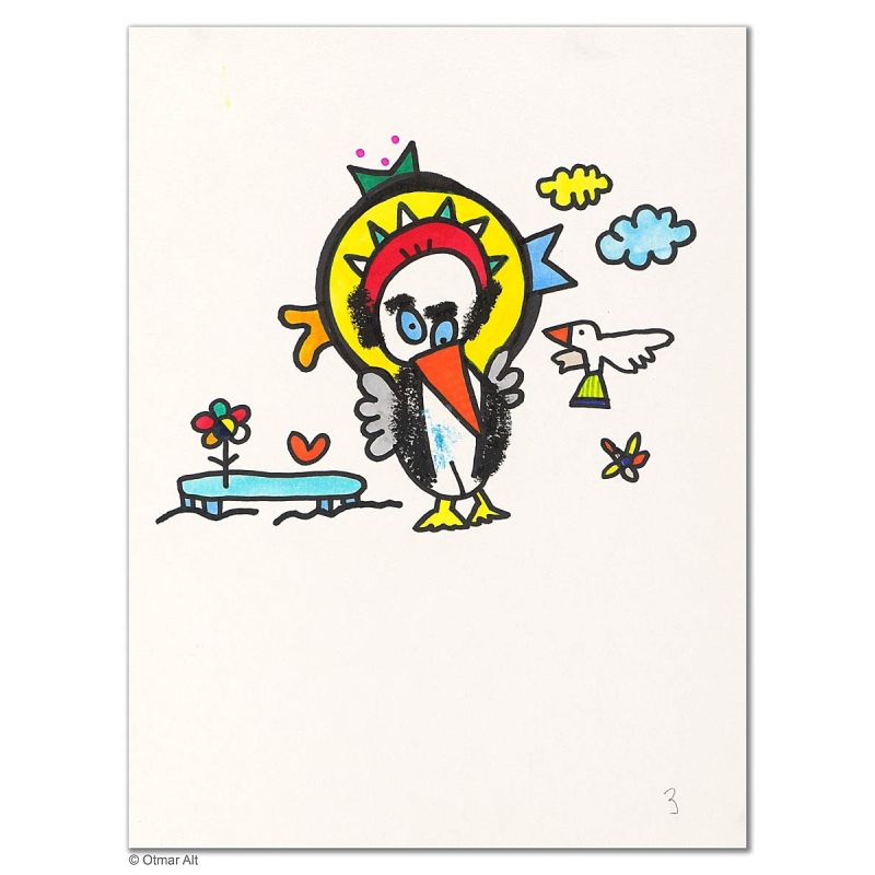 Original Bild "Pinguin 3" von Otmar Alt - Kunst mit Zertifikat kaufen