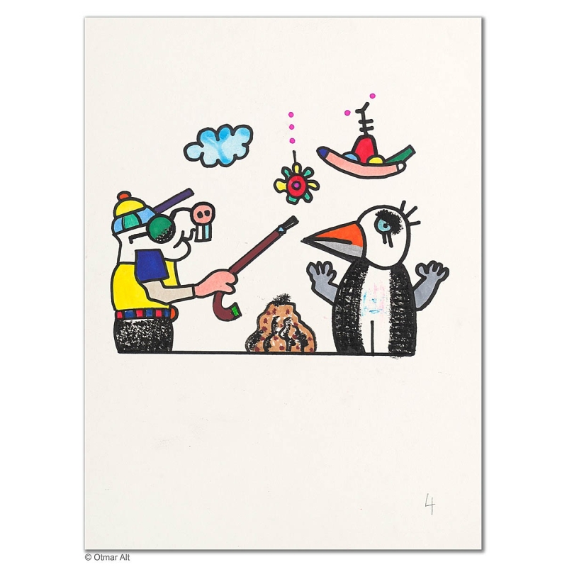 Original Bild "Pinguin 4" von Otmar Alt - Kunst mit Zertifikat kaufen