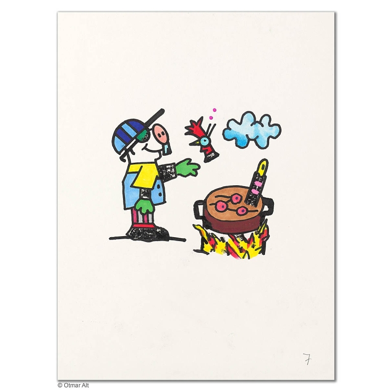 Original Bild "Pinguin 7" von Otmar Alt - Kunst mit Zertifikat kaufen