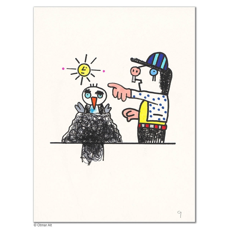 Original Bild "Pinguin 9" von Otmar Alt - Kunst mit Zertifikat kaufen