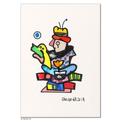 Original Bild "Tanz mit dem Ball" von Otmar Alt - Kunst mit Zertifikat kaufen