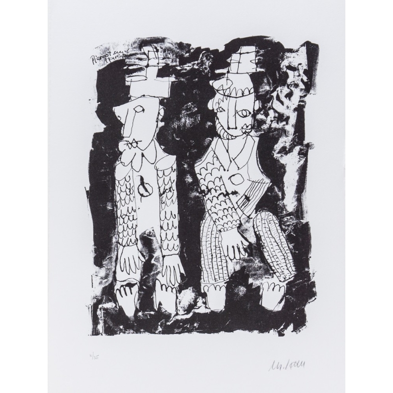 Armin Mueller-Stahl Kunst Bild kaufen Pierrot und Harlekin | handsigniertes Original